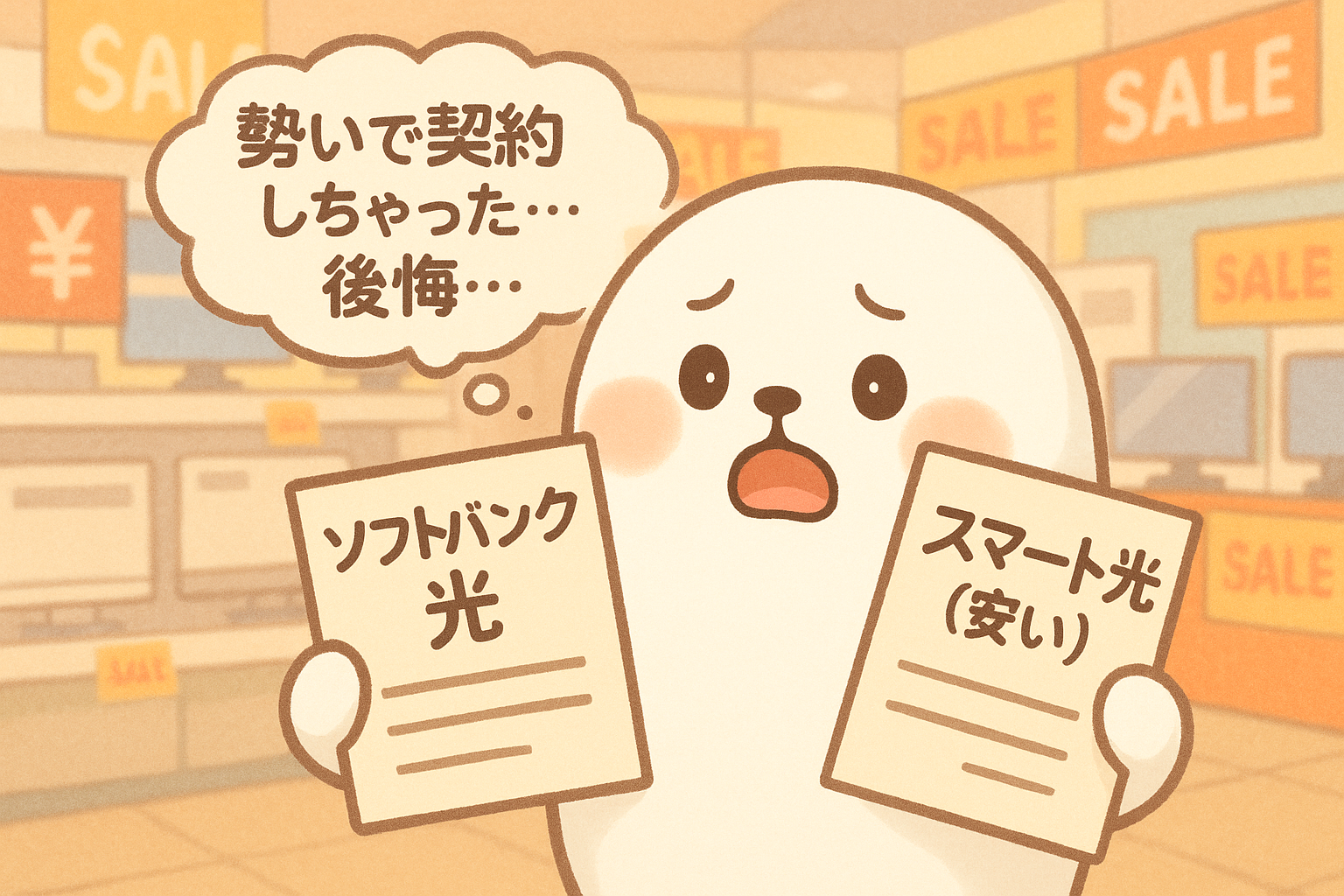 【失敗談】家電量販店でソフトバンク光に契約して後悔した話|本当はスマート光が良かった…